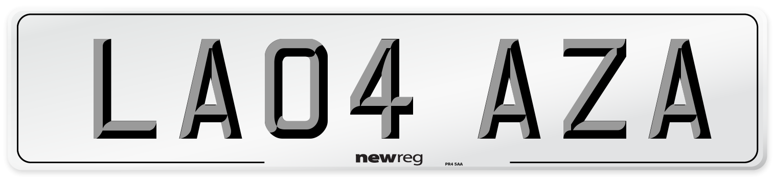 LA04 AZA Number Plate from New Reg